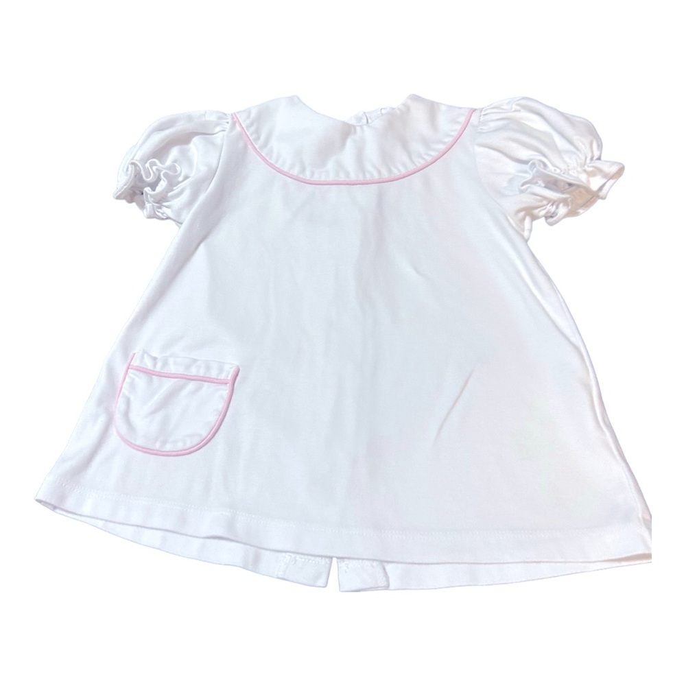 Lullaby Set white legacy pink trimmed top size 6